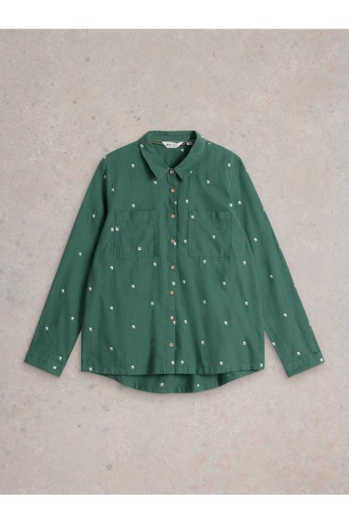 White Stuff Sophie Organic Cotton Shirt in GREEN MLT Art. WS441454