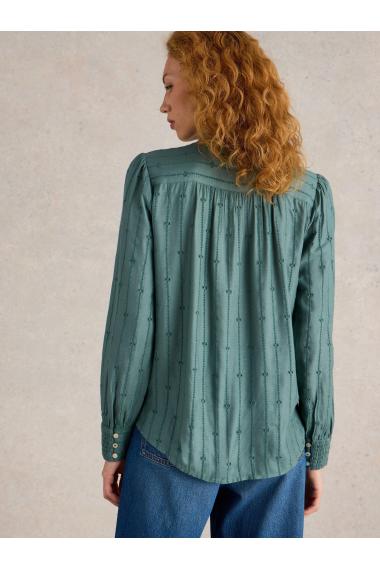 White Stuff Aster Broderie Shirt in DUS GREEN Art. WS441447