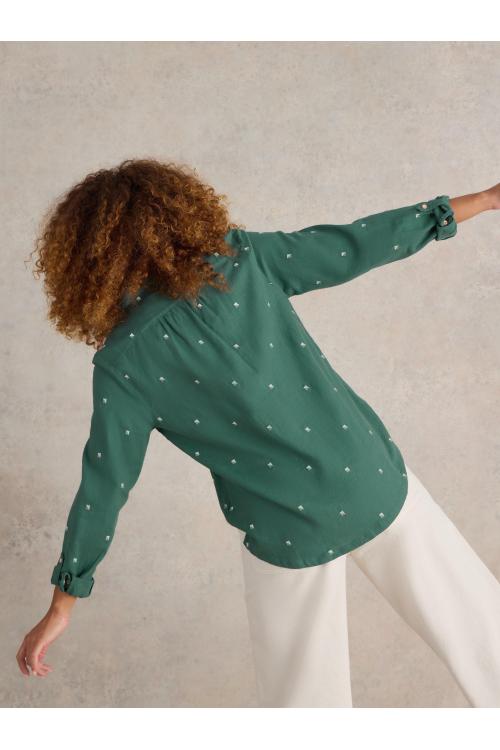 White Stuff Sophie Organic Cotton Shirt in GREEN MLT Art. WS441454