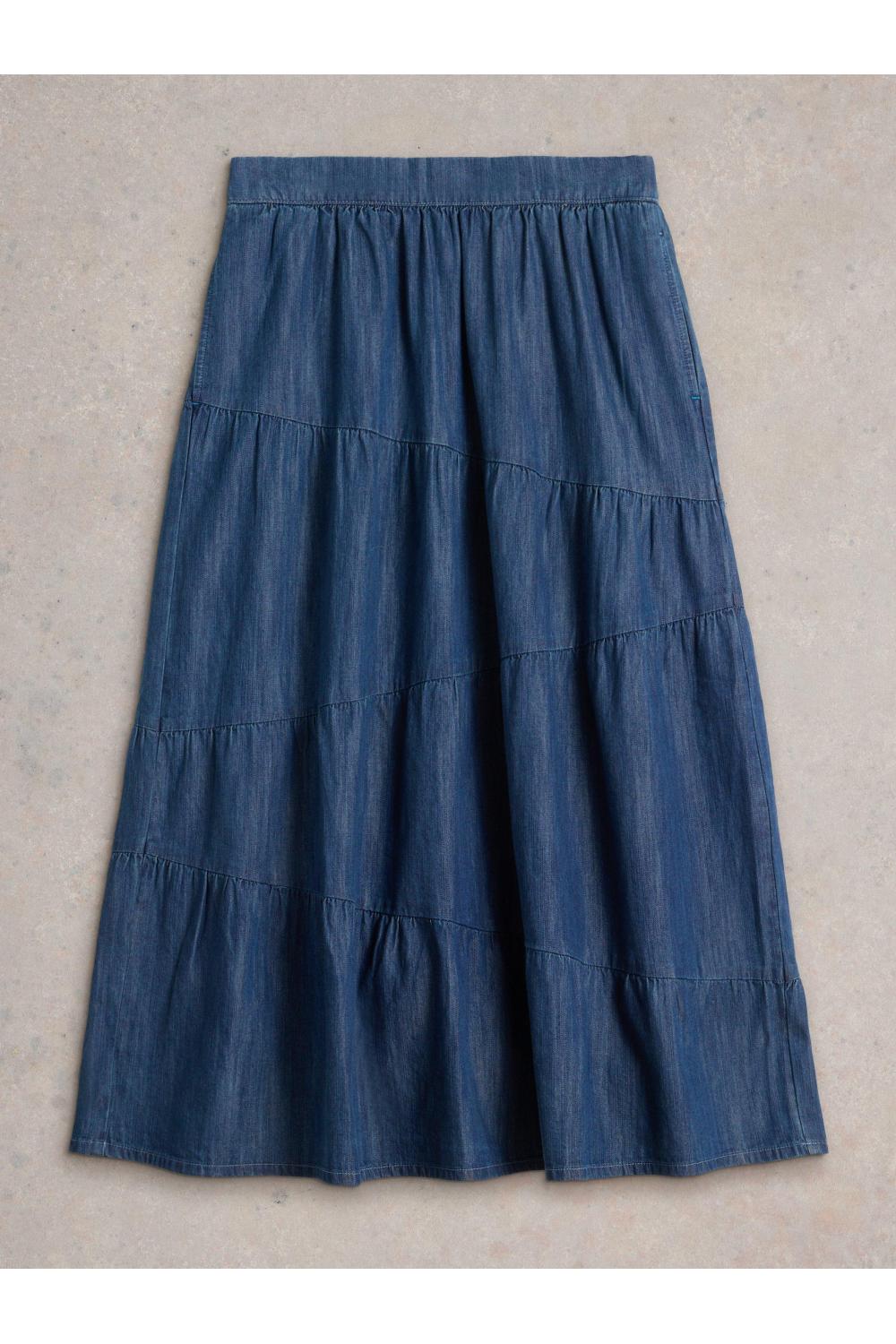 White Stuff Jenna Denim Tiered Skirt in DARK NAVY Art. WS441500