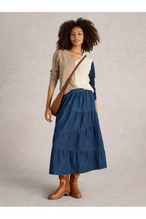 White Stuff Jenna Denim Tiered Skirt in DARK NAVY Art. WS441500
