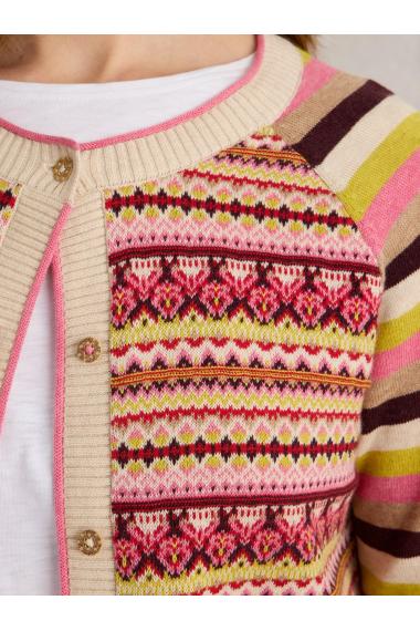 White Stuff LULU FAIRISLE CARDI in PINK MLT Art. WS441517