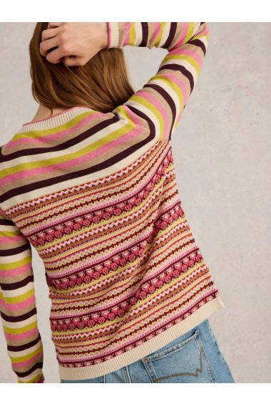 White Stuff LULU FAIRISLE CARDI in PINK MLT Art. WS441517