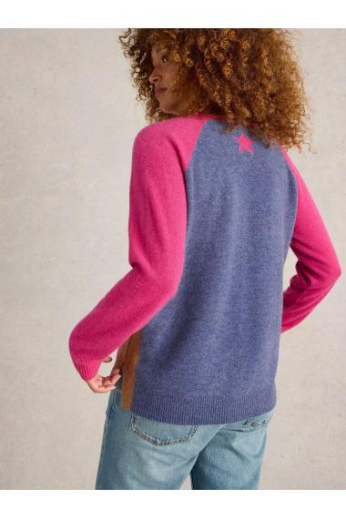 White Stuff VERITY V NECK CASHMERE JUMPER in PINK MLT Art. WS441524