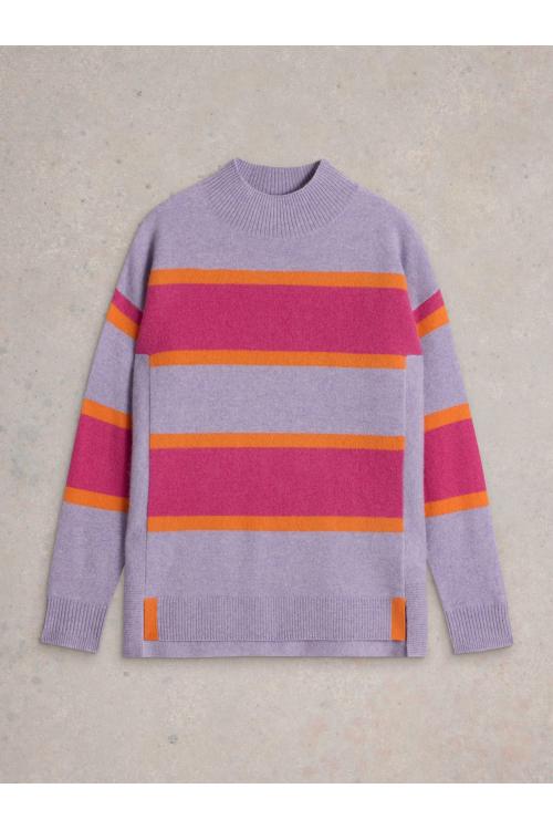 White Stuff HOLLY HIGH NK STRP CASH JUMP in PURPLE MLT Art. WS441527