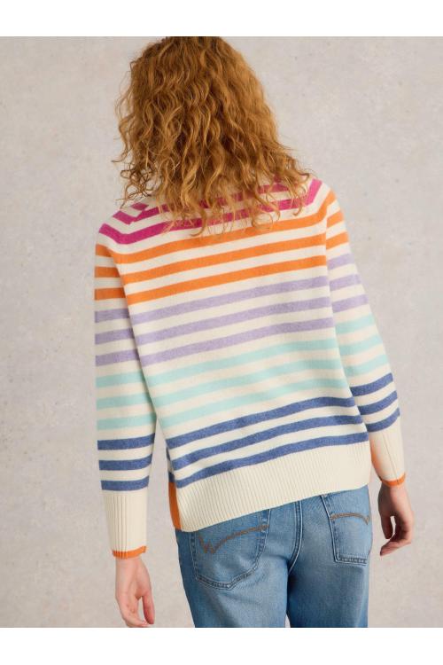 White Stuff RAINBOW STP CREW CASH JUMP in NAT MLT Art. WS441525