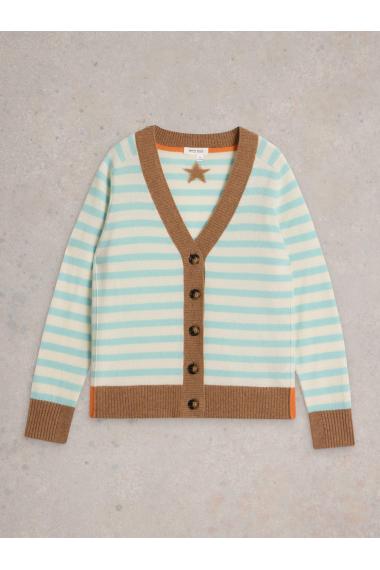 White Stuff V NECK CASHMERE STRIPE CARDI in NAT MLT Art. WS441528