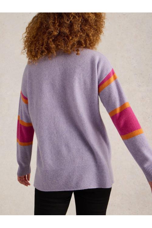 White Stuff HOLLY HIGH NK STRP CASH JUMP in PURPLE MLT Art. WS441527