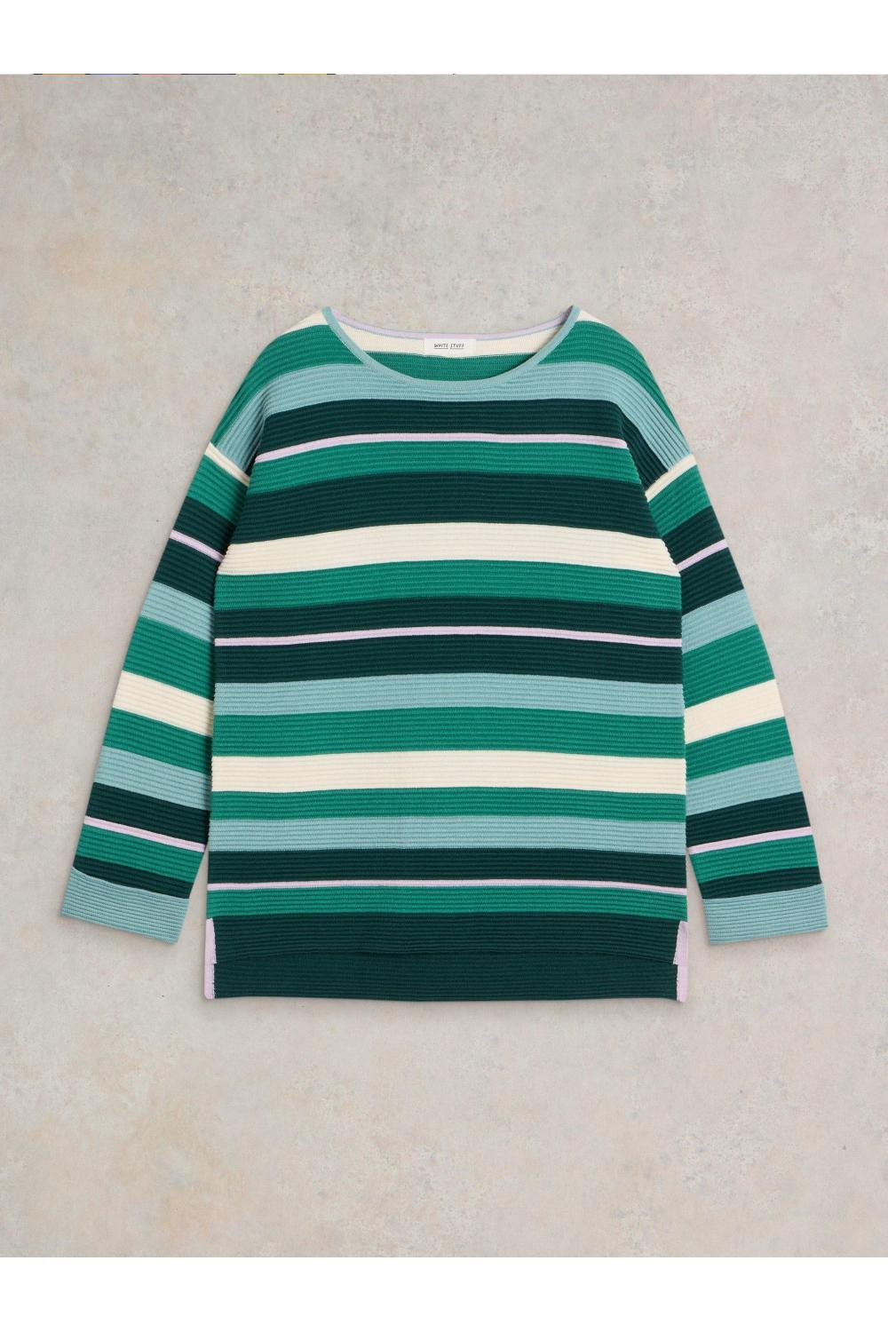 White Stuff JANA STRIPE JUMPER in GREEN MLT Art. WS441530