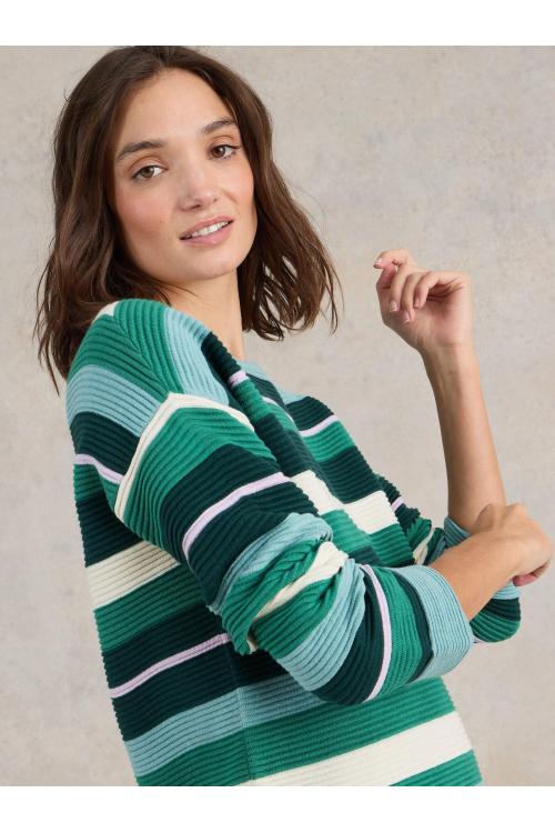 White Stuff JANA STRIPE JUMPER in GREEN MLT Art. WS441530