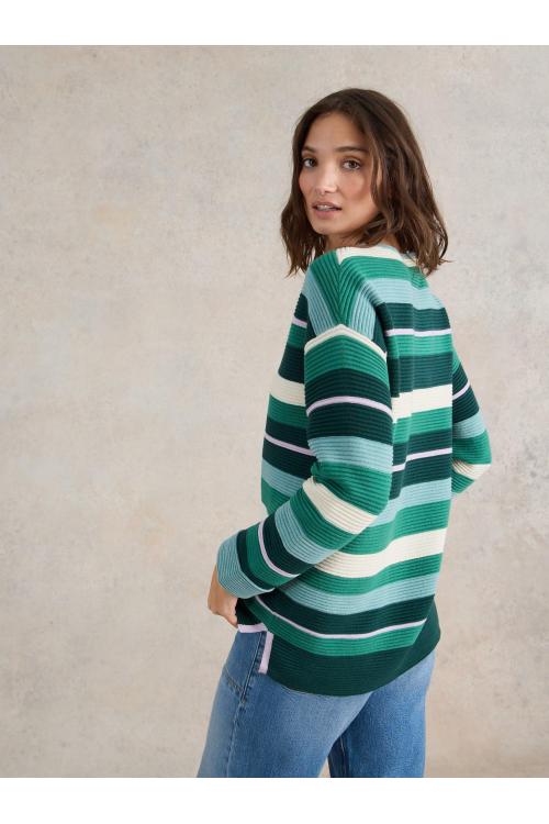 White Stuff JANA STRIPE JUMPER in GREEN MLT Art. WS441530