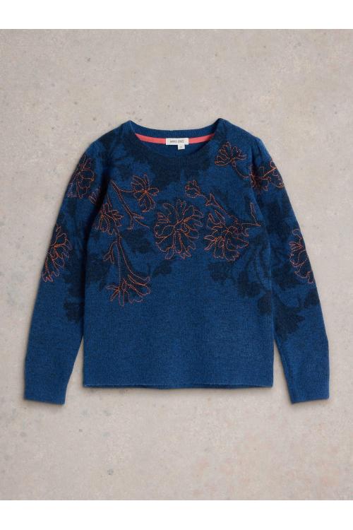 White Stuff JULIE EMBORDIERED JUMPER in MID BLUE Art. WS441533