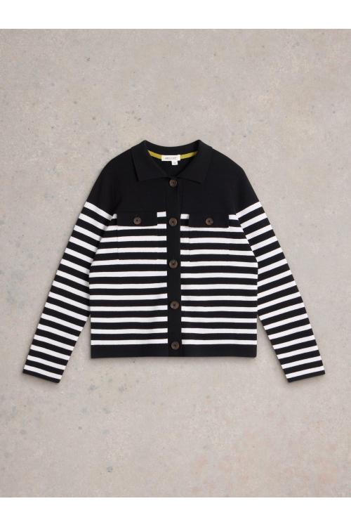 White Stuff SARA STRIPE KNITTED SHACKET in BLK MLT Art. WS441534