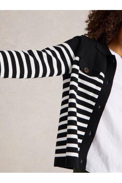 White Stuff SARA STRIPE KNITTED SHACKET in BLK MLT Art. WS441534