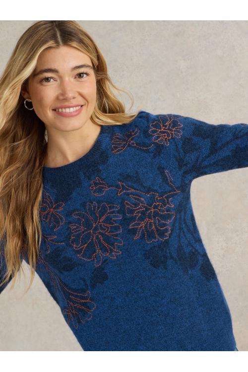 White Stuff JULIE EMBORDIERED JUMPER in MID BLUE Art. WS441533