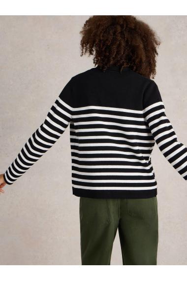 White Stuff SARA STRIPE KNITTED SHACKET in BLK MLT Art. WS441534