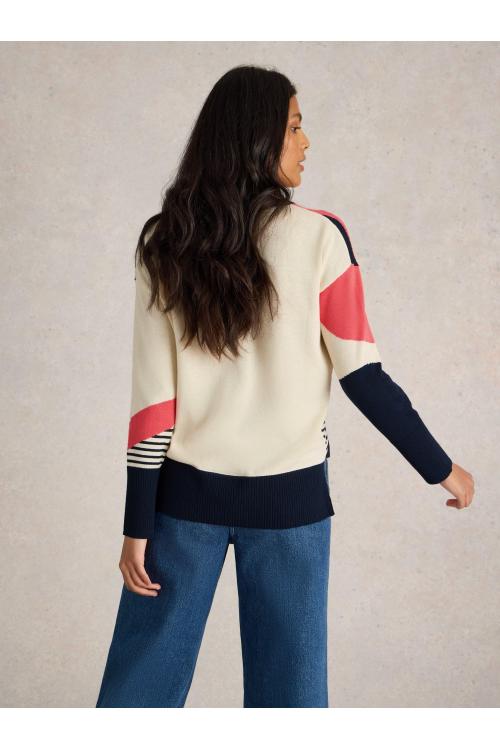 White Stuff OLIVE ABSTRACT JUMPER in NAVY MULTI Art. WS441536