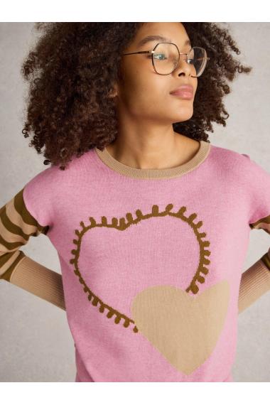 White Stuff OLIVE HEART JUMPER in PINK MLT Art. WS441537