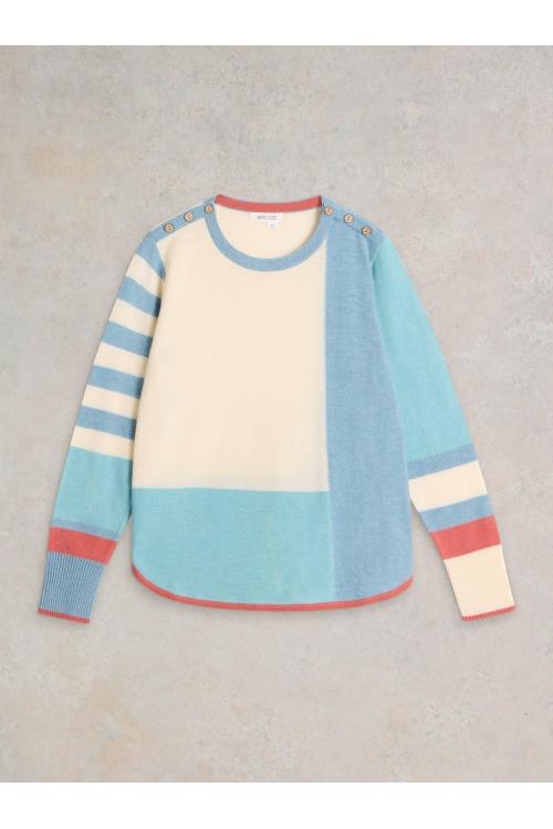 White Stuff EMMA COLOURBLOCK JUMPER in BLUE MLT Art. WS441540