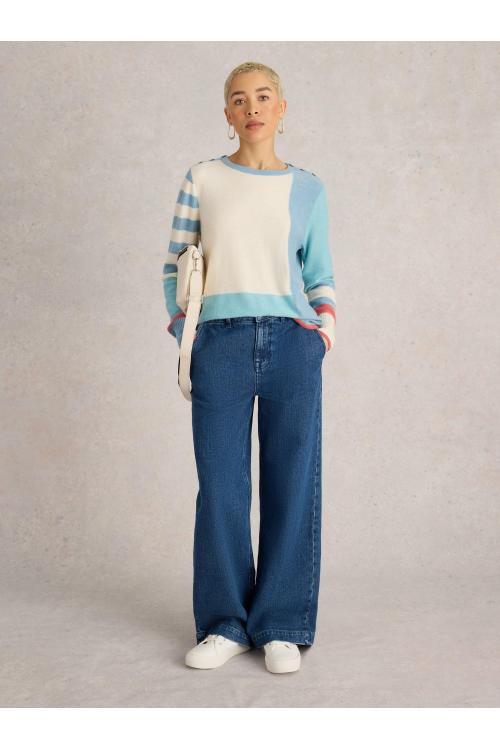 White Stuff EMMA COLOURBLOCK JUMPER in BLUE MLT Art. WS441540