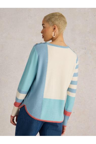 White Stuff EMMA COLOURBLOCK JUMPER in BLUE MLT Art. WS441540