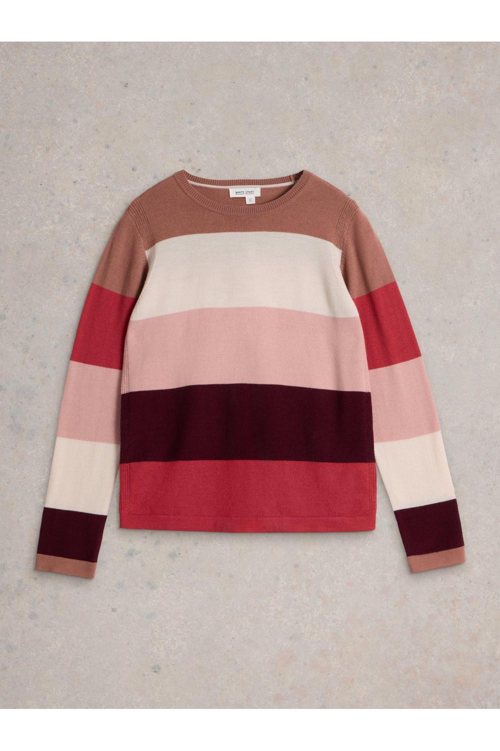 White Stuff COLOUR BLOCK MERINO JUMPER in PLUM MLT Art. WS441633