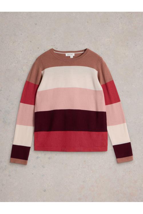 White Stuff COLOUR BLOCK MERINO JUMPER in PLUM MLT Art. WS441633