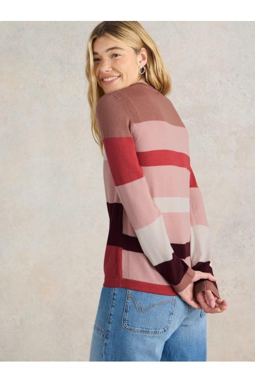 White Stuff COLOUR BLOCK MERINO JUMPER in PLUM MLT Art. WS441633