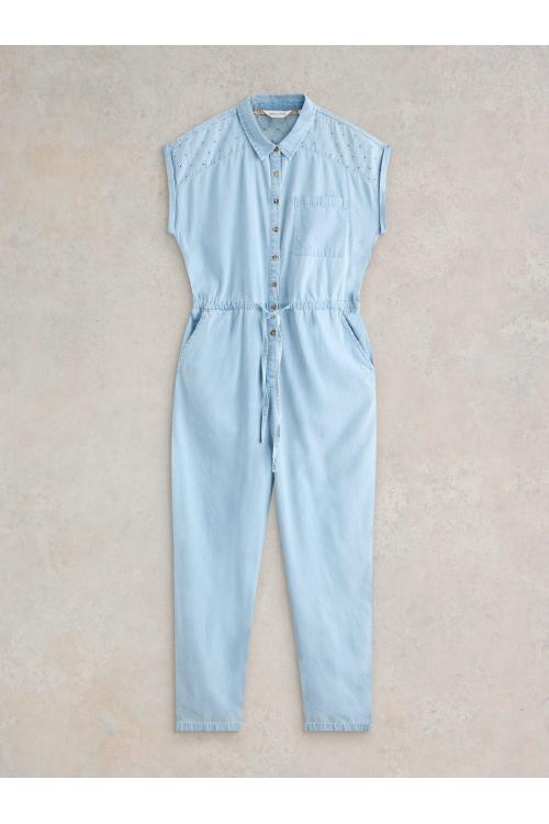 White Stuff Piper Broderie Jumpsuit in MID DENIM Art. WS441664