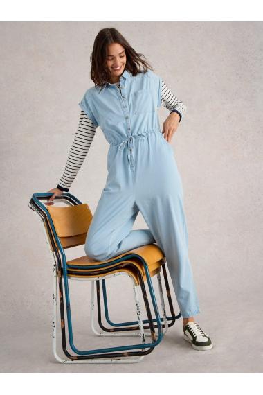 White Stuff Piper Broderie Jumpsuit in MID DENIM Art. WS441664