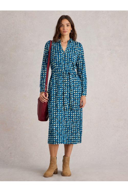 White Stuff Annie Jersey Shirt Dress in BLUE PR Art. WS441666