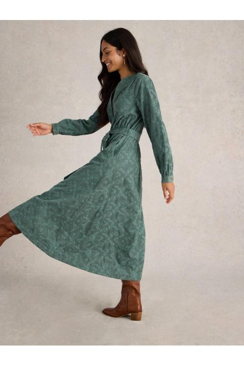 White Stuff Florence Cord Dress in DUS GREEN Art. WS441671