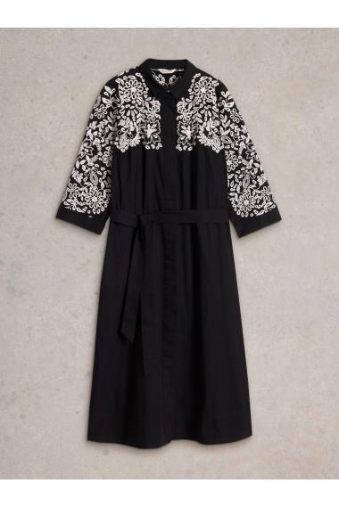 White Stuff Thyme Embroidered Shirt Dress in BLK MLT Art. WS441672