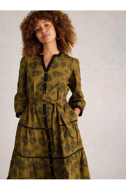 White Stuff Fawn Jacquard Midi Dress in GREEN MLT Art. WS441673