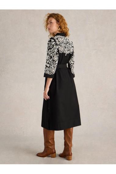 White Stuff Thyme Embroidered Shirt Dress in BLK MLT Art. WS441672