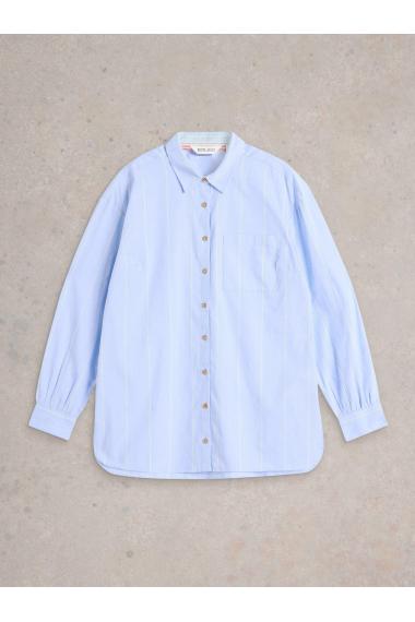 White Stuff Laurel Longline Cotton Shirt in BLUE MLT Art. WS441679