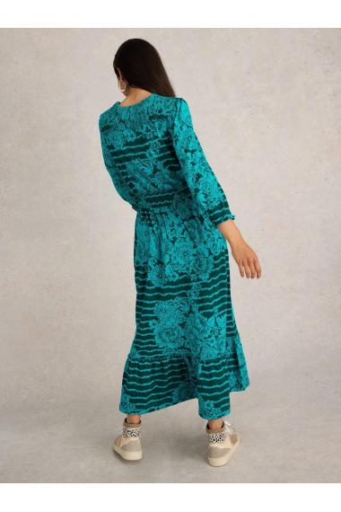 White Stuff Jonie Shirred Jersey Dress in GREEN PR Art. WS441676