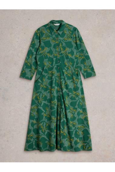 White Stuff Rua Jersey Shirt Dress in GREEN MLT Art. WS441680