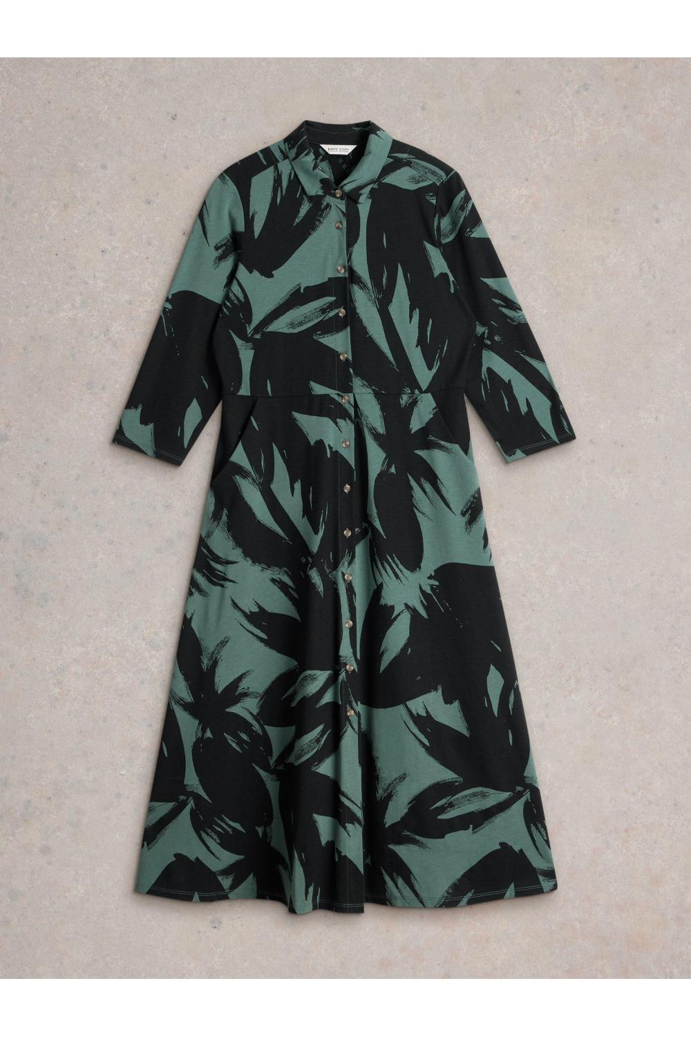 White Stuff Rua Jersey Shirt Dress in GREEN PR Art. WS441680