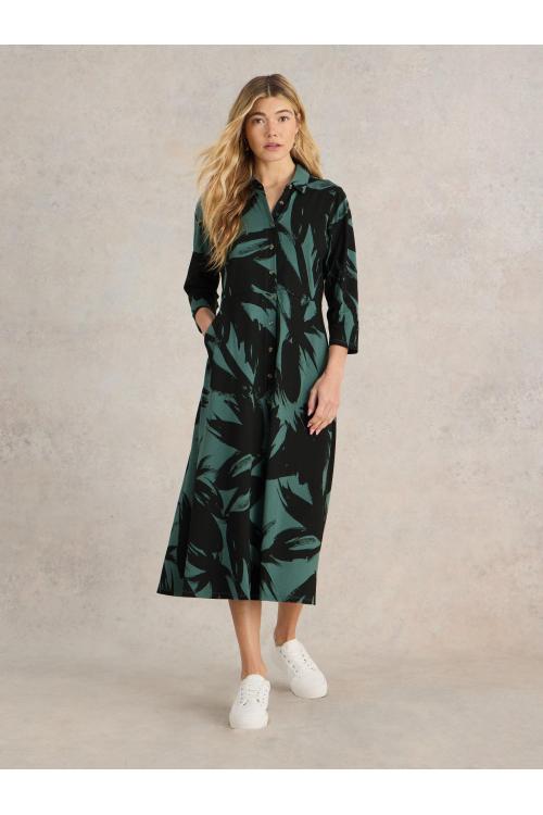 White Stuff Rua Jersey Shirt Dress in GREEN PR Art. WS441680