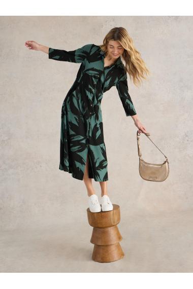 White Stuff Rua Jersey Shirt Dress in GREEN PR Art. WS441680