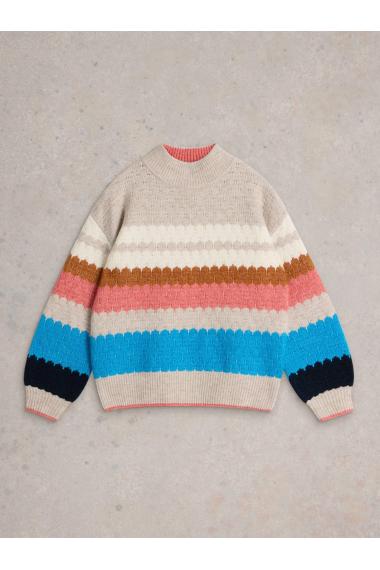 White Stuff SHELLY COL BLOCK JUMPER in NAT MLT Art. WS441726