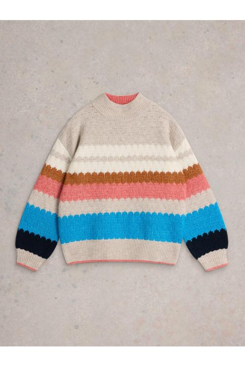 White Stuff SHELLY COL BLOCK JUMPER in NAT MLT Art. WS441726