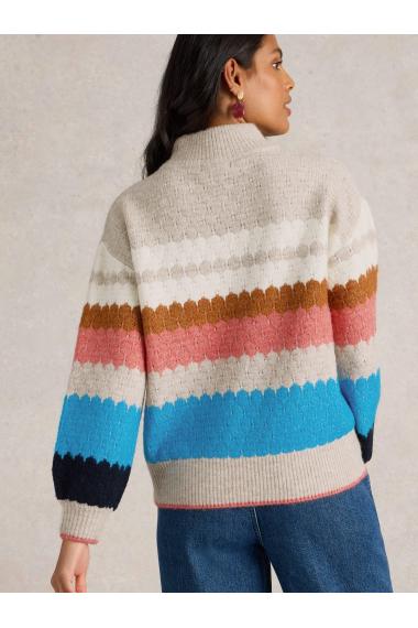 White Stuff SHELLY COL BLOCK JUMPER in NAT MLT Art. WS441726