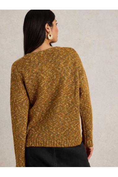 White Stuff TEXTURED V NECK JUMPER  in BROWN MLT Art. WS441729