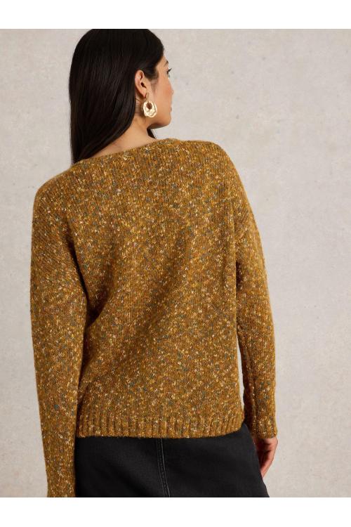 White Stuff TEXTURED V NECK JUMPER  in BROWN MLT Art. WS441729