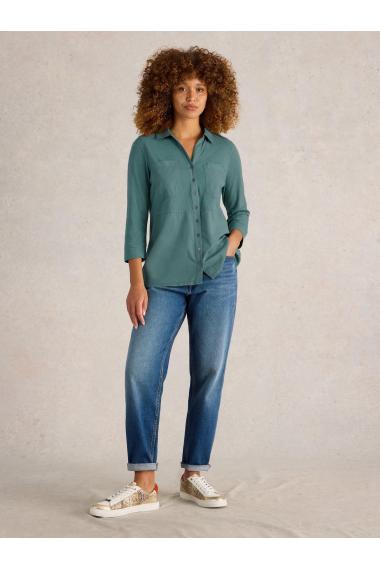 White Stuff MISSY LONGLINE MIX SHIRT in DUS GREEN Art. WS441735