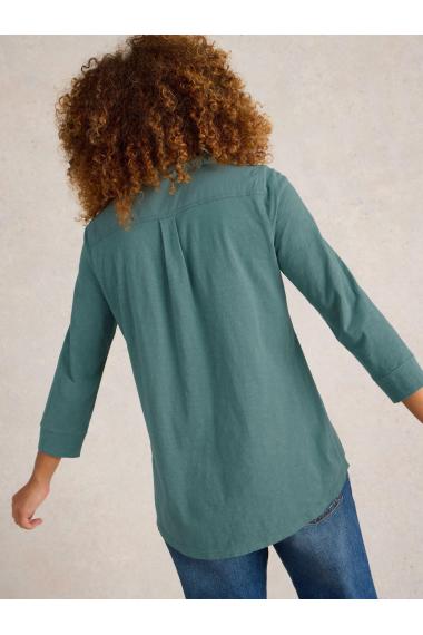 White Stuff MISSY LONGLINE MIX SHIRT in DUS GREEN Art. WS441735