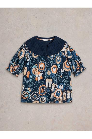 White Stuff BLAIR BRODERIE NECK TOP in BLUE PR Art. WS441748