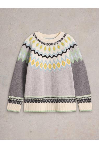 White Stuff SUNSET FAIRISLE JUMPER  in GREY MLT Art. WS441848